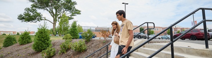 Patient and Parent walking outside